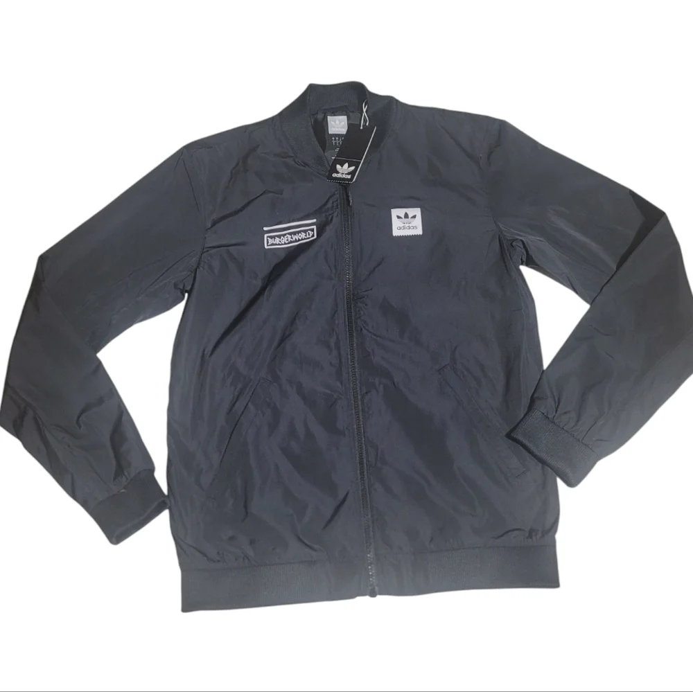 Adidas‎ Originals × Beavis Butthead BURGERWORLD Men Sz S Bomber Jacket Black MTV